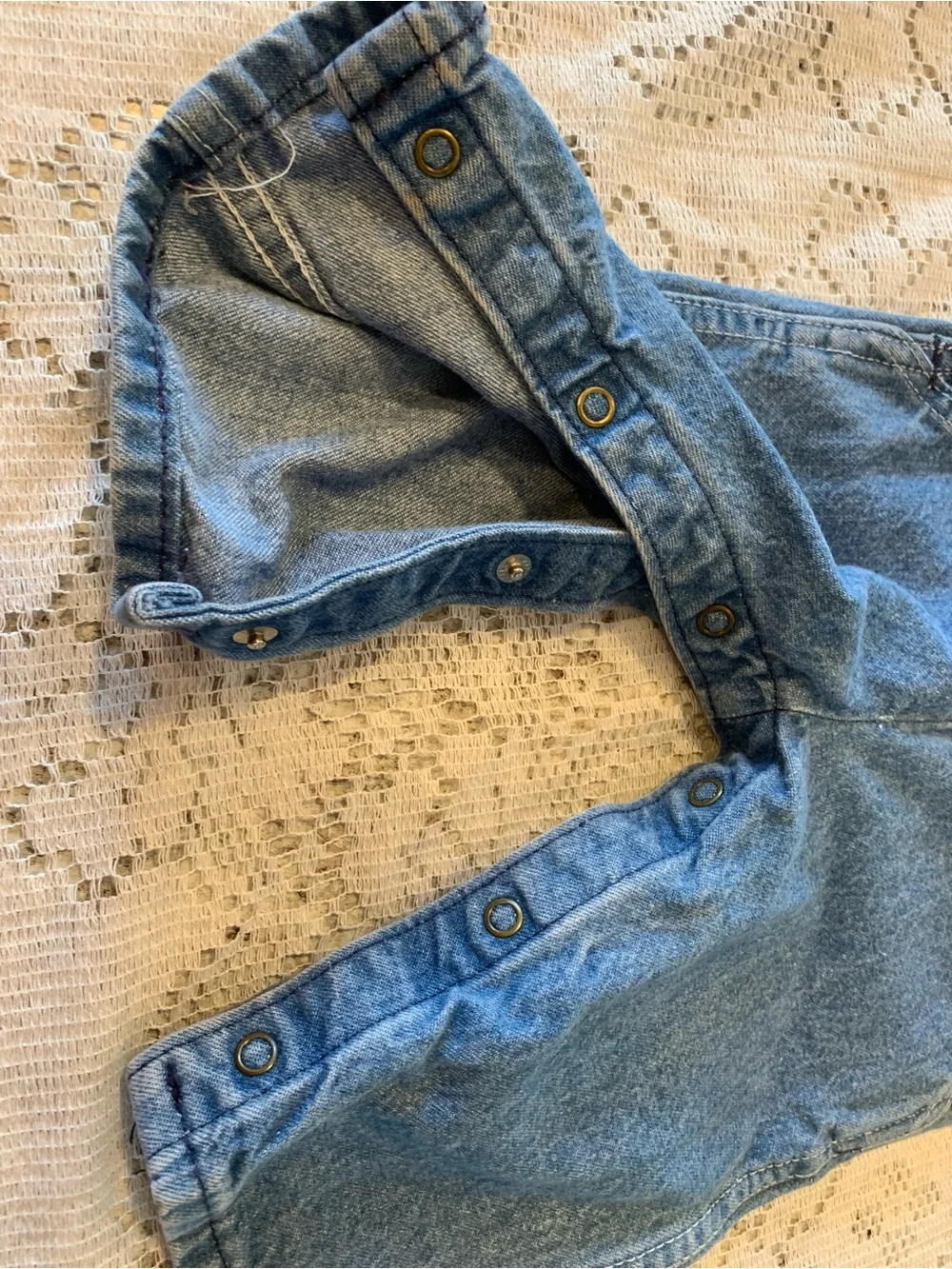 Oshkosh B’gosh Distressed Denim Blue Jean USA Made Toddler Overalls 6/9 months